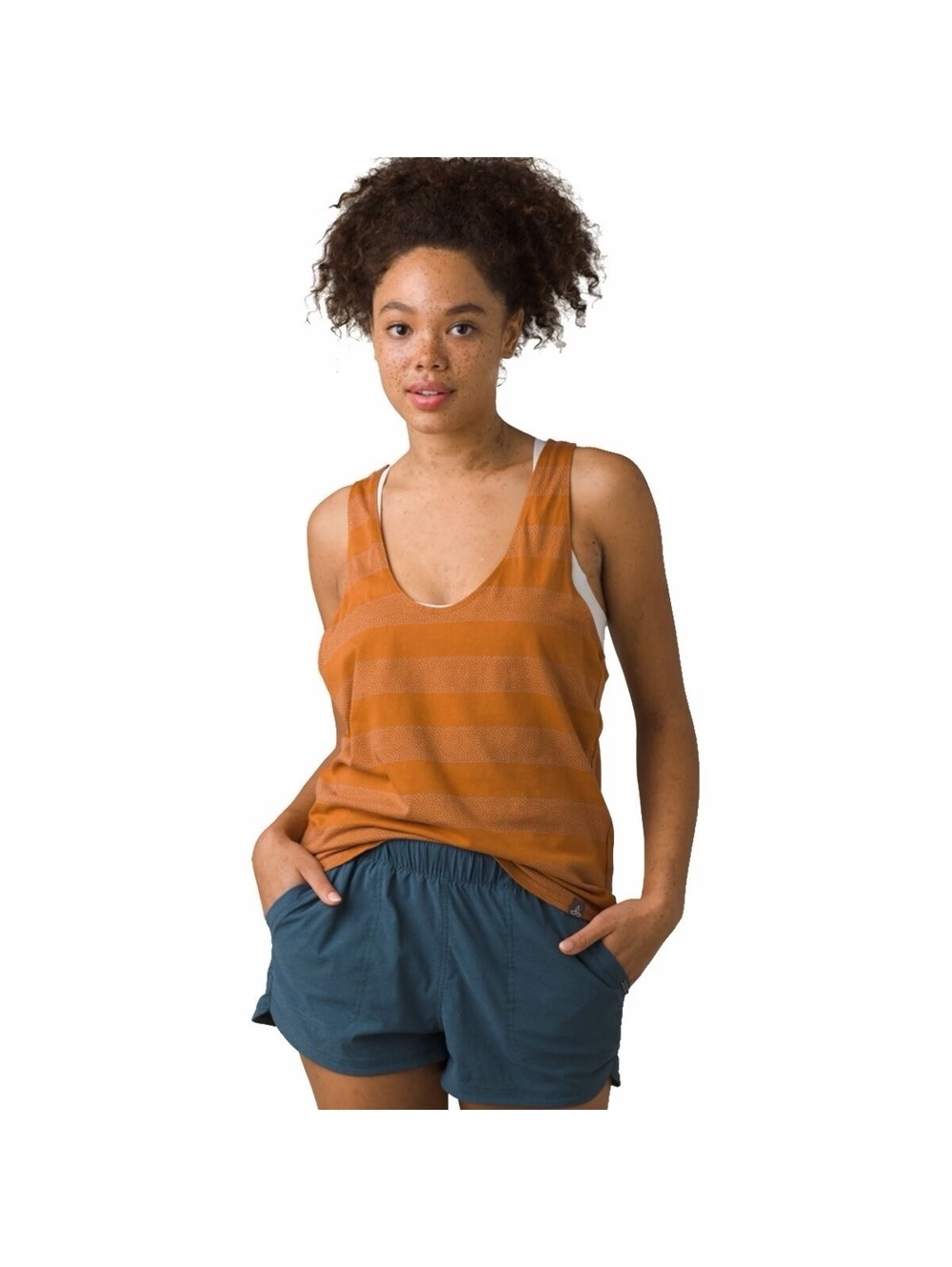 PrAna Orange Graphic Striped Racerback Tank Top XS